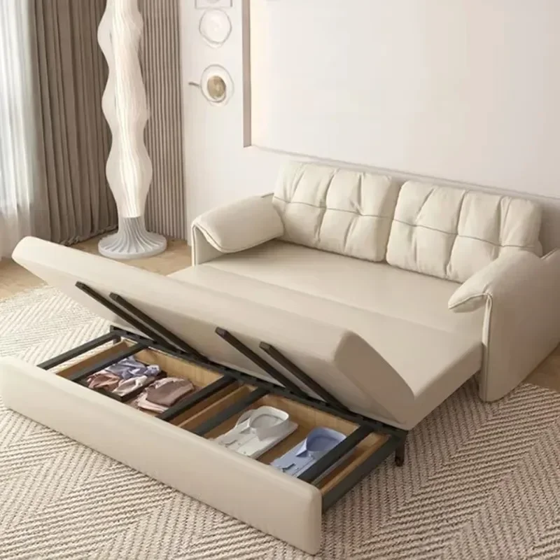 

Wood Soft Unique Couche Modern Foldable Comfortable Lounge Living Room Sofa Bed Puffs Designer Divano Letto Furniture Home