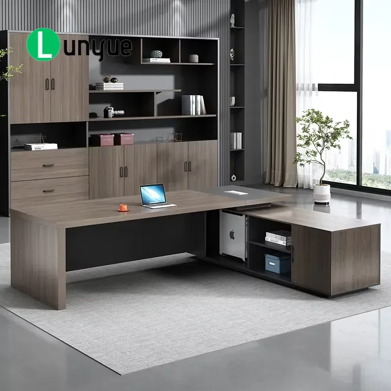 Modern Minimalist Luxury Executive Office Desk and Chair Set with High Quality Hardware Accessories for Commercial Office
