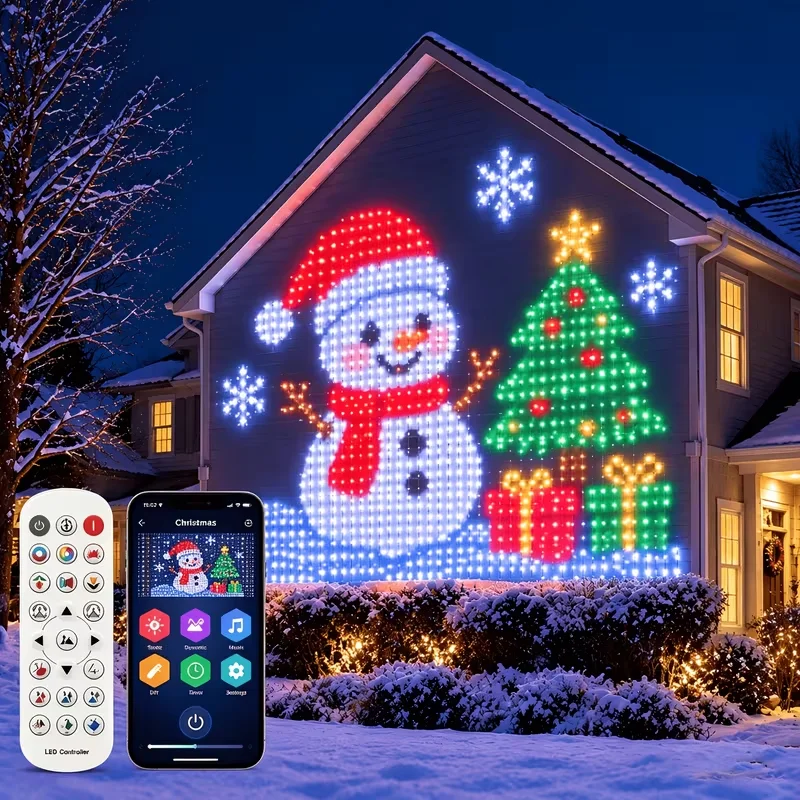 Christmas Curtain Lights LED Fairy Lights App Control Music Sync DIY Pattern Waterproof for Indoor Outdoor Party Halloween Decor