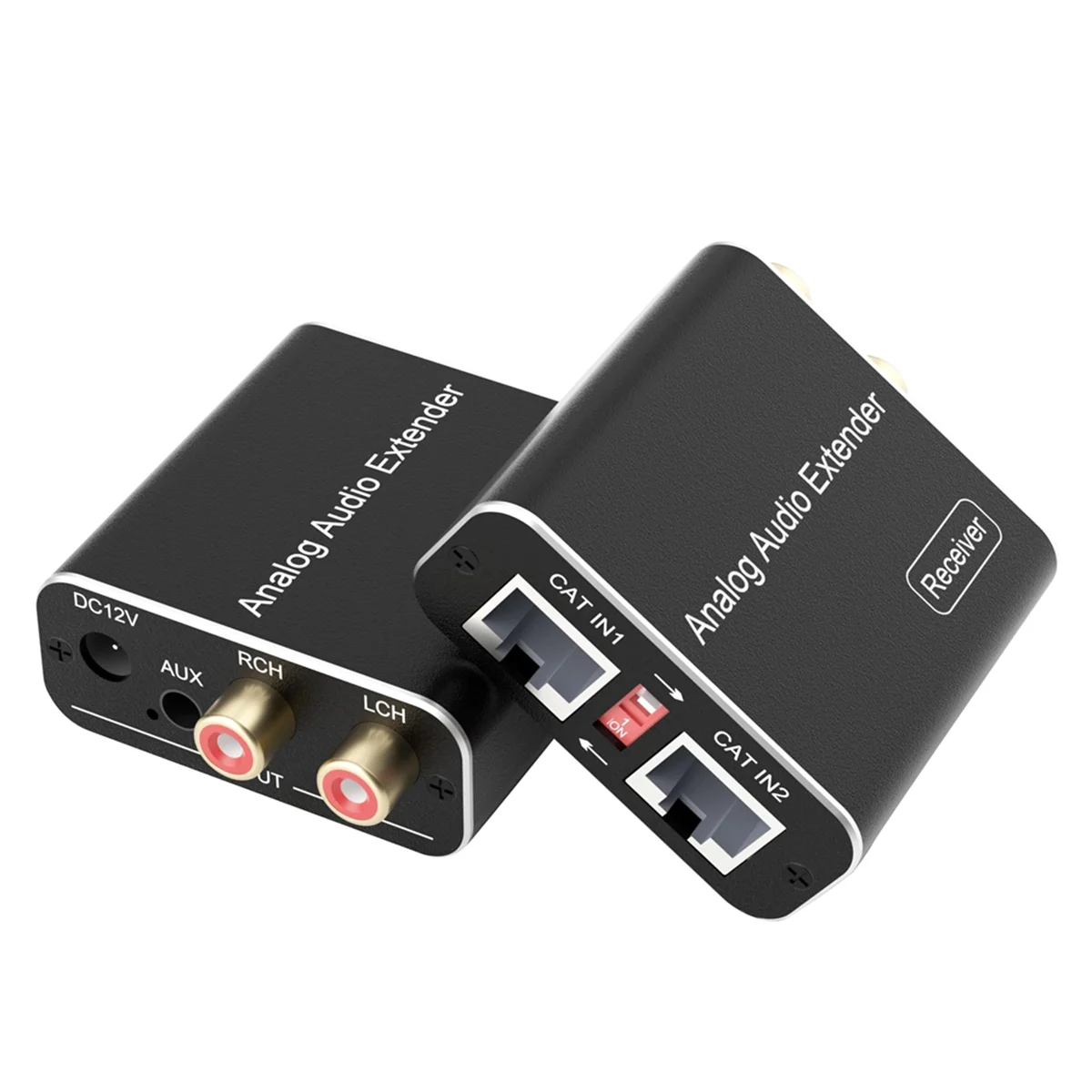 Extensor de audio analógico RCA de 3,5 mm compatible con extensión de señal máxima de 1640 pies, puertos de cable CAT duales para reproductor de teléfono/MP3/Blu-Ray