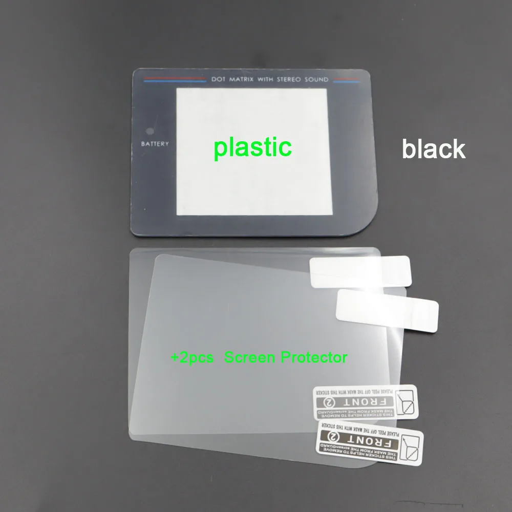 1 Set Plastic / Glass Display Screen Protector Lens Cover For GB Game Console Screen Lens + 2 Pcs Soft Screen Protector