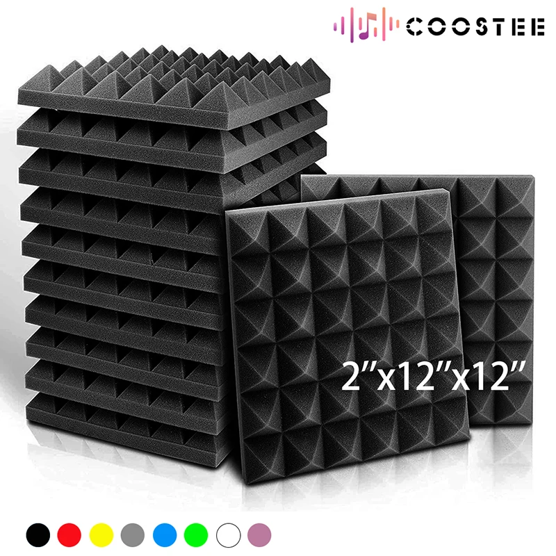 

Acoustic Foam Panels 6/12/24pcs Studio Acoustic Treatment Pyramid Sound Proof Foam Panel Flame Retardant Absorbing Material