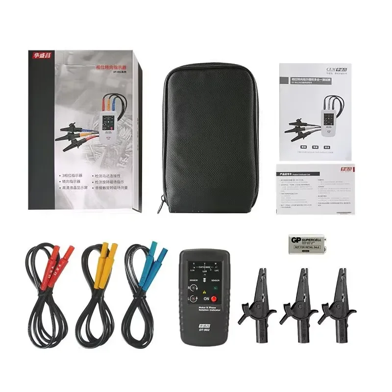 for DT-901 DT-902 Three Phase AC Phase Meter Voltage Sequence Phase Rotation Tester with LCD Backlight and Auto