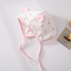 Newborn Hats Spring Autumn Cute Pattern Solid Color Outdoor Windproof Hat 0-6 Months Baby Girl Boy Caps High Quality