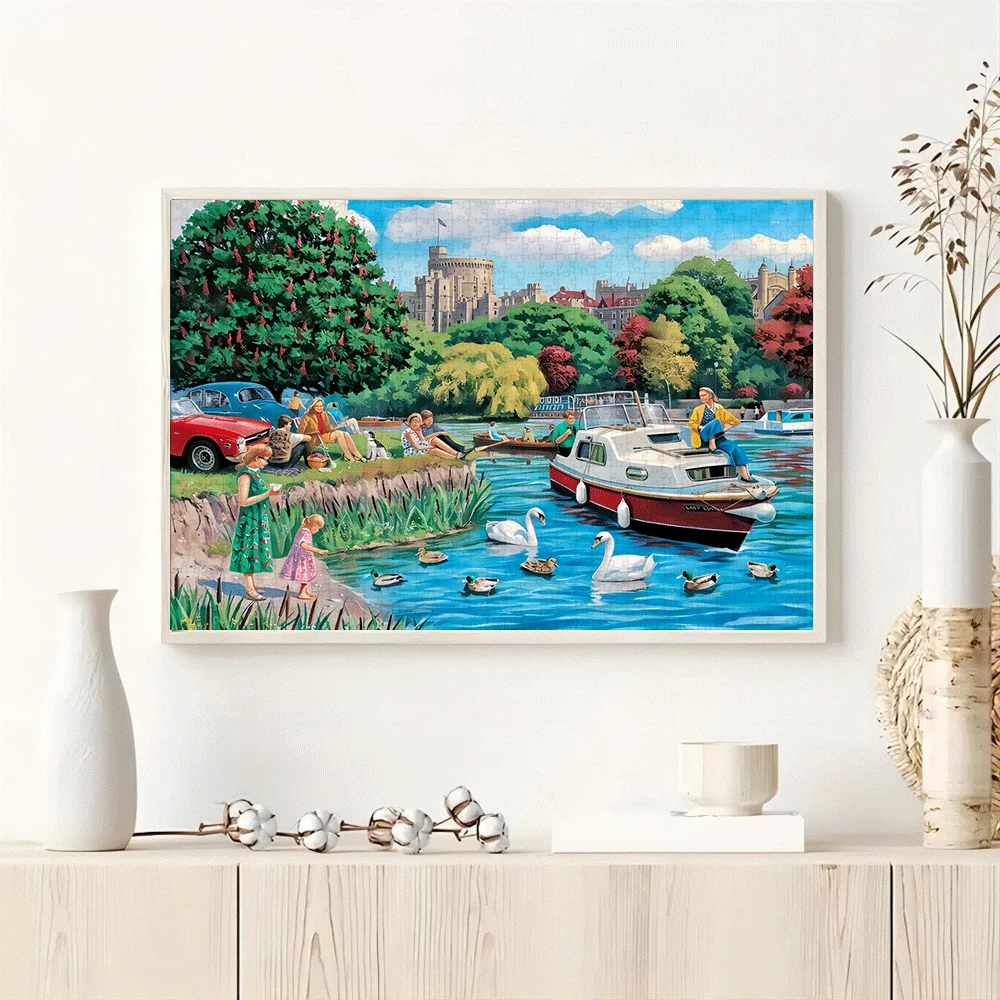 UK Castle River Leisure Scene Jigsaw Puzzle Adult Kids Travel Theme Intellectual Game Home Leisure Decorative Puzzle Toy