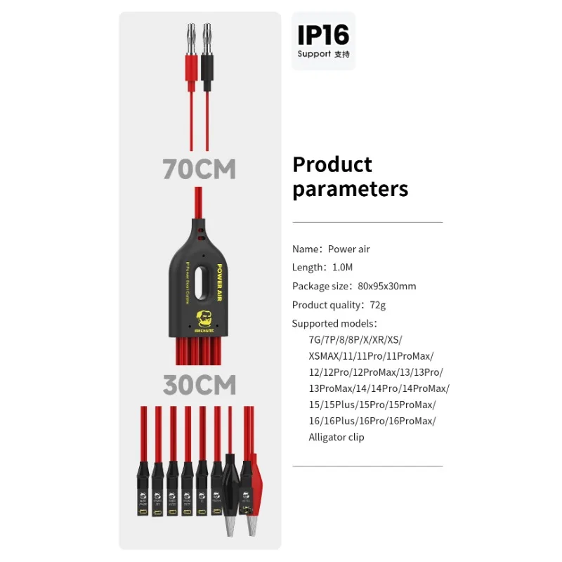 MECHANIC POWER Air Power Boot Cable Odpowiedni do iPhone 7-16Pro Max Test prądu Naprawa płyty głównej Zasilacz Narzędzie do kabla rozruchowego — zdjęcie 7