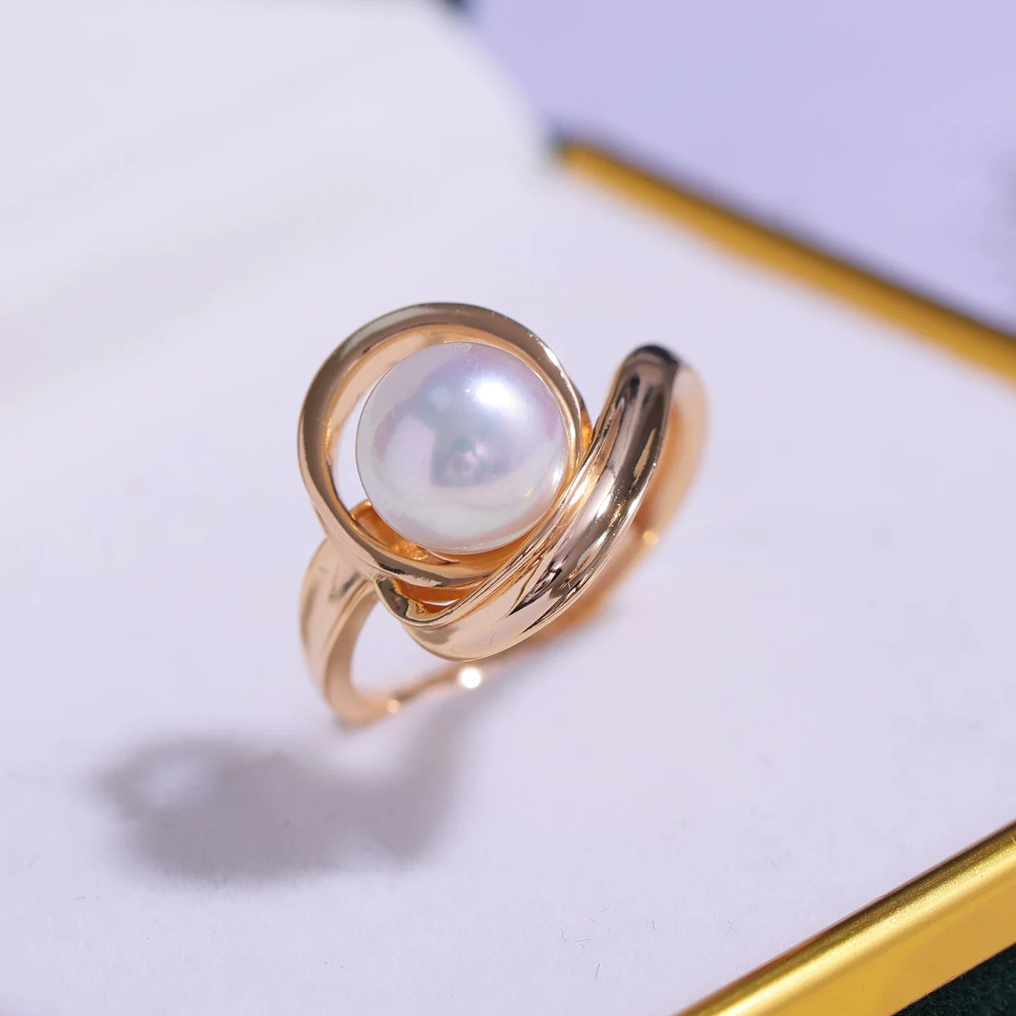 90 S925 sterling silver glossy version three-dimensional temperament ring holder ring adjustment pearl ring holder empty holder