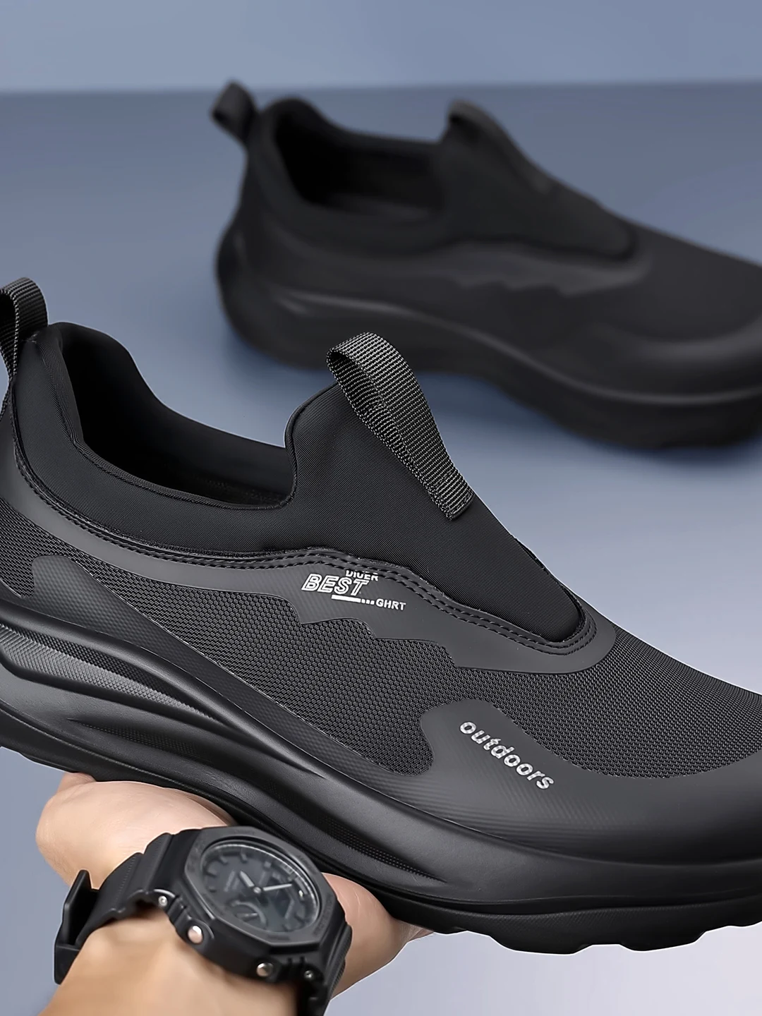 

Outdoor Climbing Shoes Men's Casual Sports Running Shoes Soft Bottom Black One-Step Mountaineering Fashionable Trendy Shoes