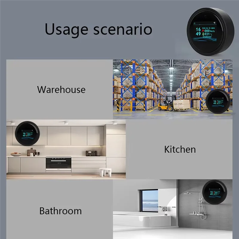 B92B-Wifi Sensor Gas Alam Tuya Alarm Pintar Detektor Kebocoran Gas Keamanan Kebakaran Tampilan Suhu LCD Digital