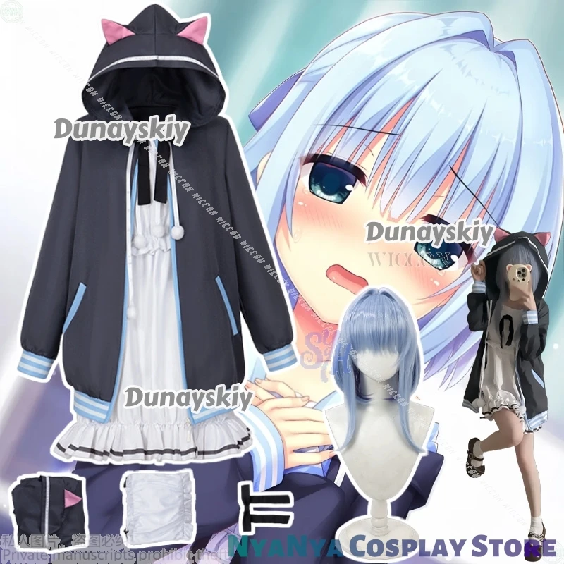 Nishiki Asumi لعبة الإبداعية تأثيري أنيمي زي Jirai Kei الفتيات القط الأذن معطف Kawaii Y2k فستان جميل لوليتا الباروكات هالوين