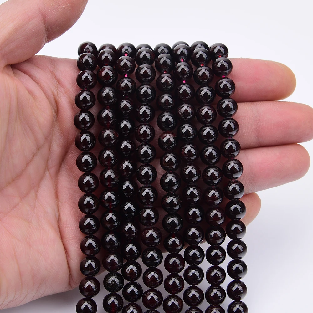 

APDGG 8mm Natural Red Garnet Smooth Round Loose Beads Strands 15.4" Jewelry DIY