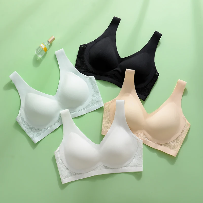 New Style High Beauty Lace Flora Panel Pull Fixed Cup Back Women Underwear Comfortable Breathable Gathering Support Bra