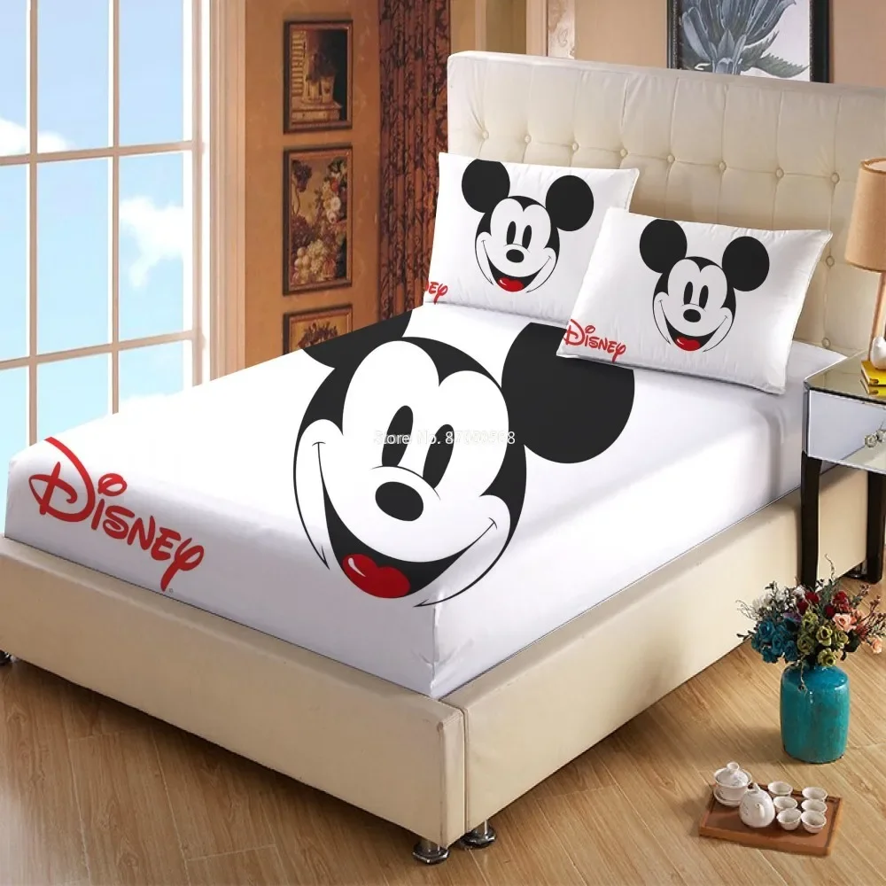 Disney Mickey Mouse Anime Mattress Cover Fitted Sheet Bed Sheets Bed Linen for Child Kids Teen Bedspread Bedroom Decor