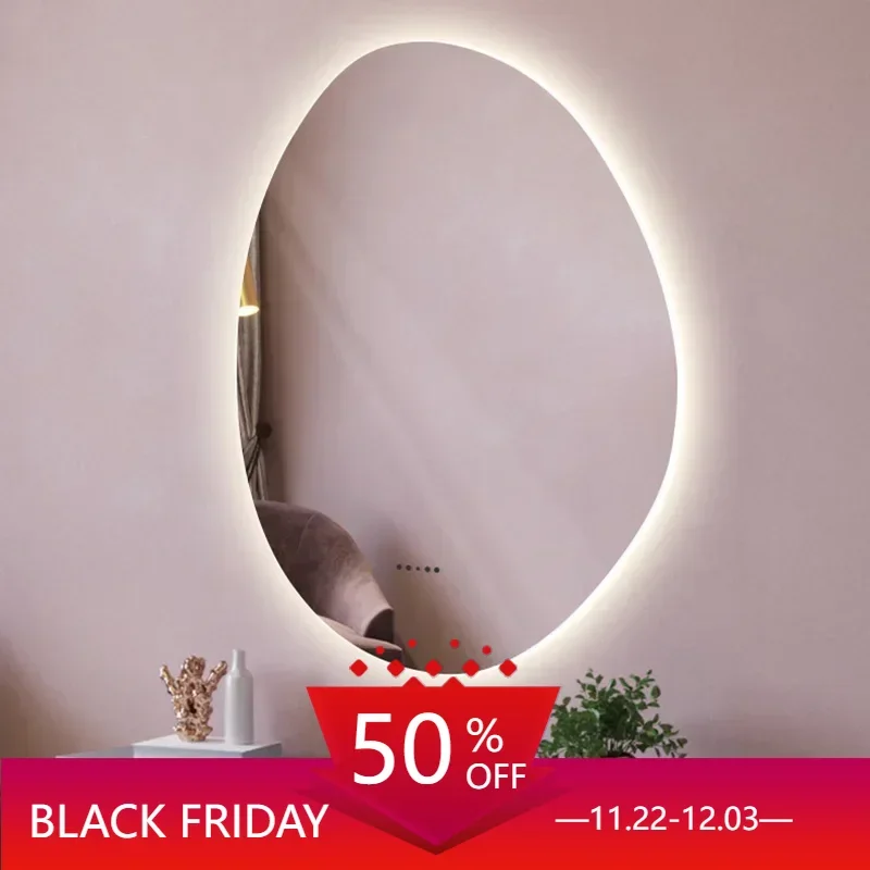 Smart Bathroom Mirror Lights Irregular Bright Magnifying Bathroom Mirror Anti Fog Espejos Con Luces Decoration Home CC50BM