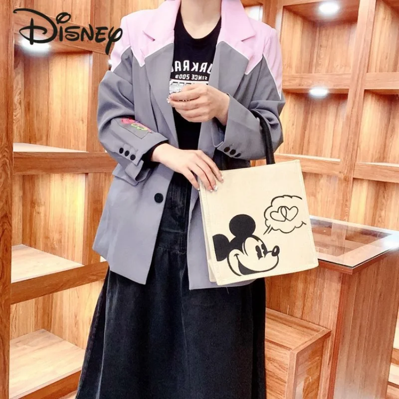 Disney-Bolso de mano de Mickey para mujer, bolsa de compras informal, versátil, de gran capacidad, de alta calidad, a la moda, novedad de 2023