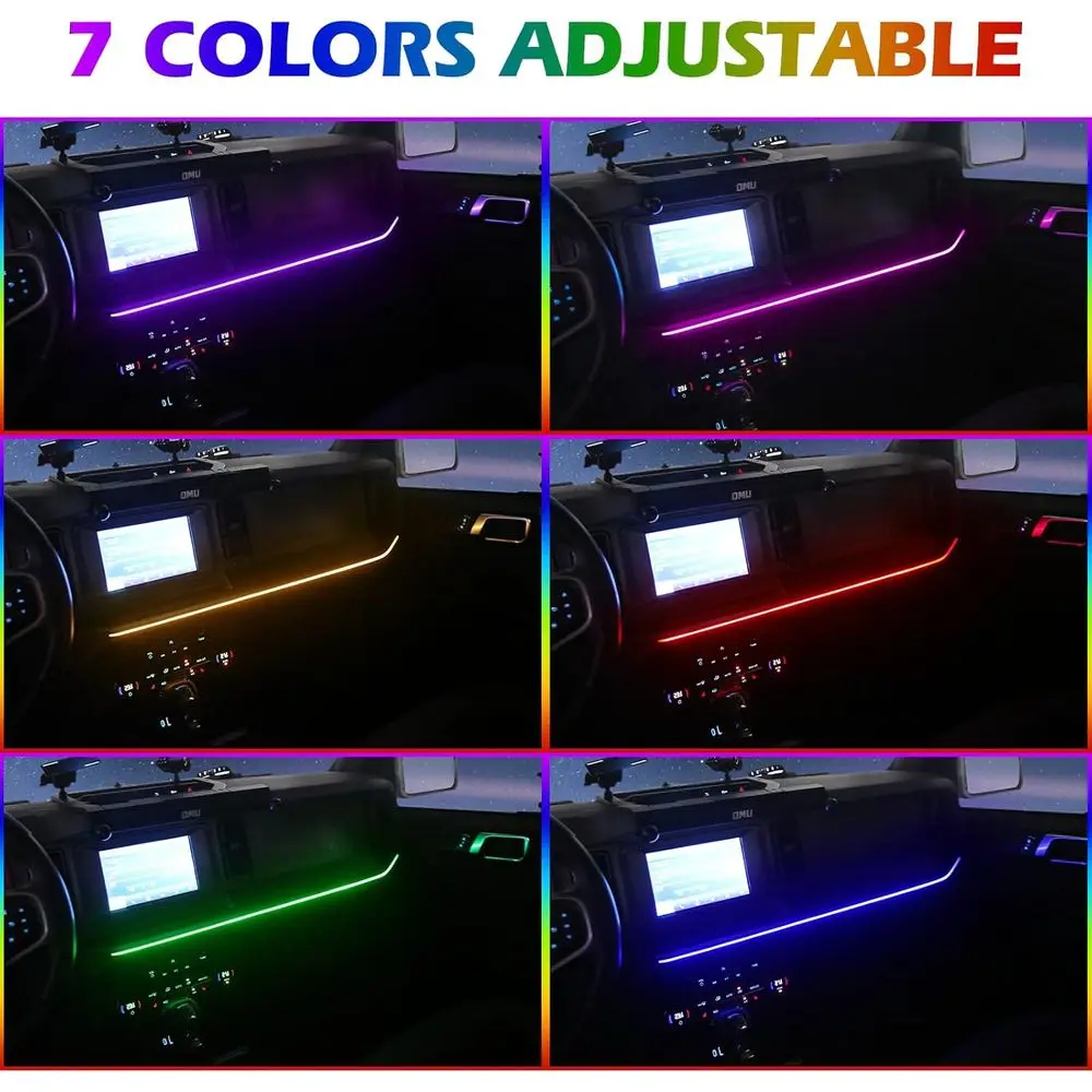 شريط إضاءة LED نيون لوحدة التحكم المركزية لوحة القيادة متوافقة مع قطع غيار لوحة القيادة Ford Bronco 2021-2024 #2