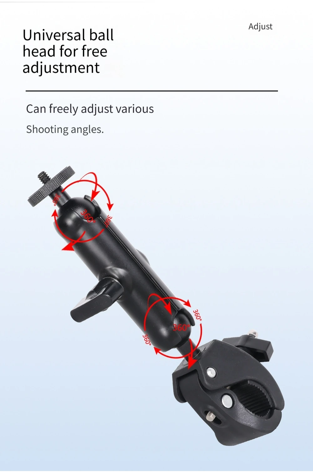 Camera Clamp Mount Bike Motorcycle Handlebar Mounts 360 Ball Joint Tube Roll Bar Holder Clip for GoPro 12 11 10 9