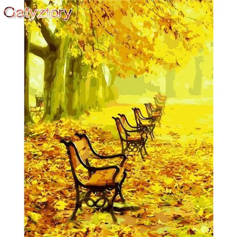 

GATYZTORY Yellow Tree Leaves DIY Oil Picture By Numbers 40x50cm Frame Acrylic Painting Modern Home Decoration Wall Art Picture