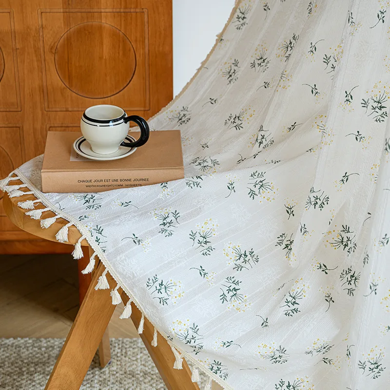 

Pure Cotton Small Fresh Curtains Creamy Style Modern Simple Exquisite Partition Short Curtain Bay Window Finished Curtains