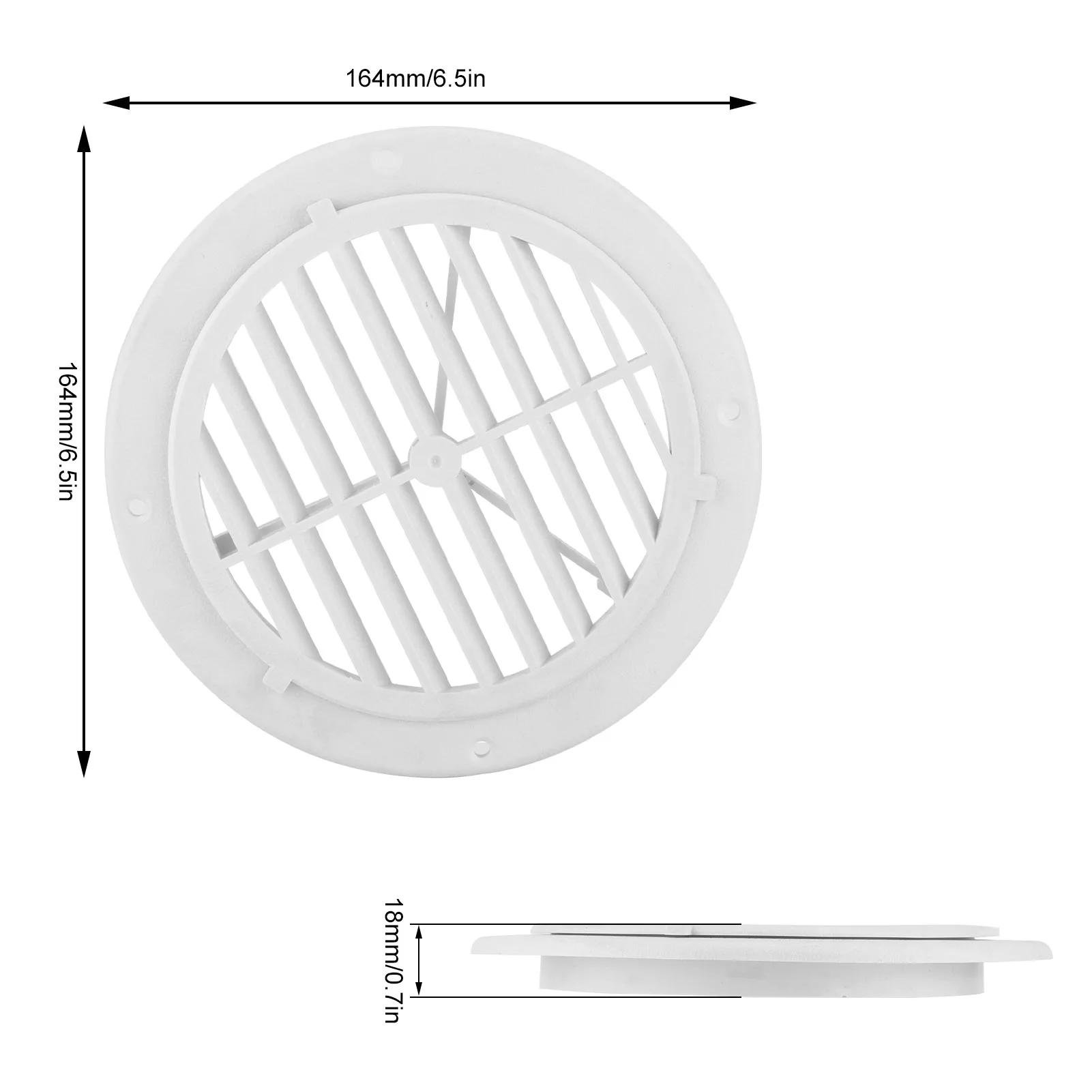 Marine HVAC 164mm/6.5in Air Vent Cover Adjustable Wind Direction Round White for Yachts Boats RVs Bathrooms Ventilation Defender