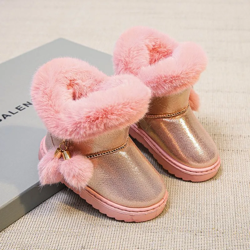 Winter Children Artificial Fur Short Snow Boots Baby Kids Winter Warm Shoes For Girls