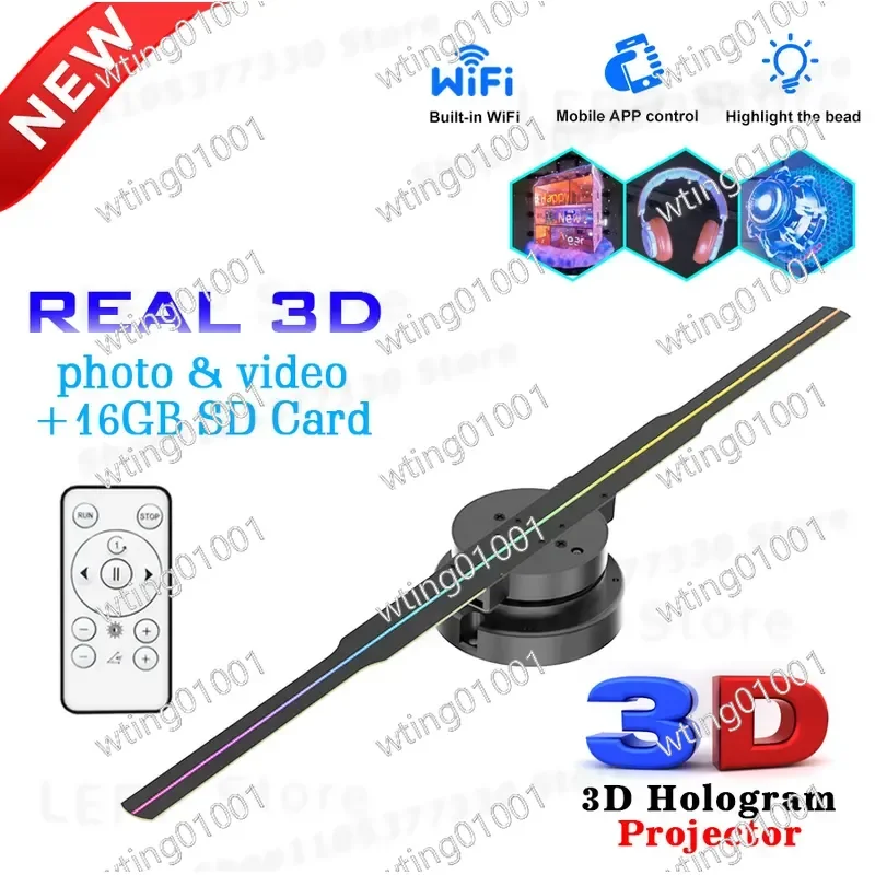 for Naked Eye 3D Holographic Projector Intelligent Rotating Floating Aerial Imaging Fan Screen Wall Mounted Advertising