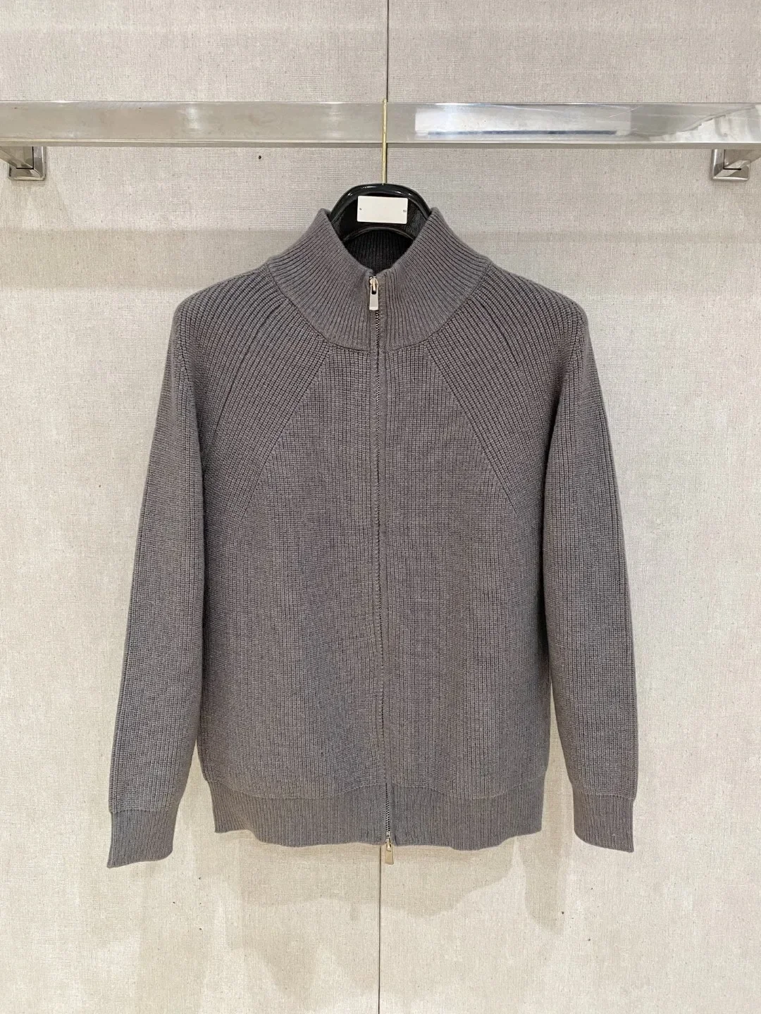 سترة محبوكة فضفاضة ودافئة بياقة واقفة وسحاب LP #3