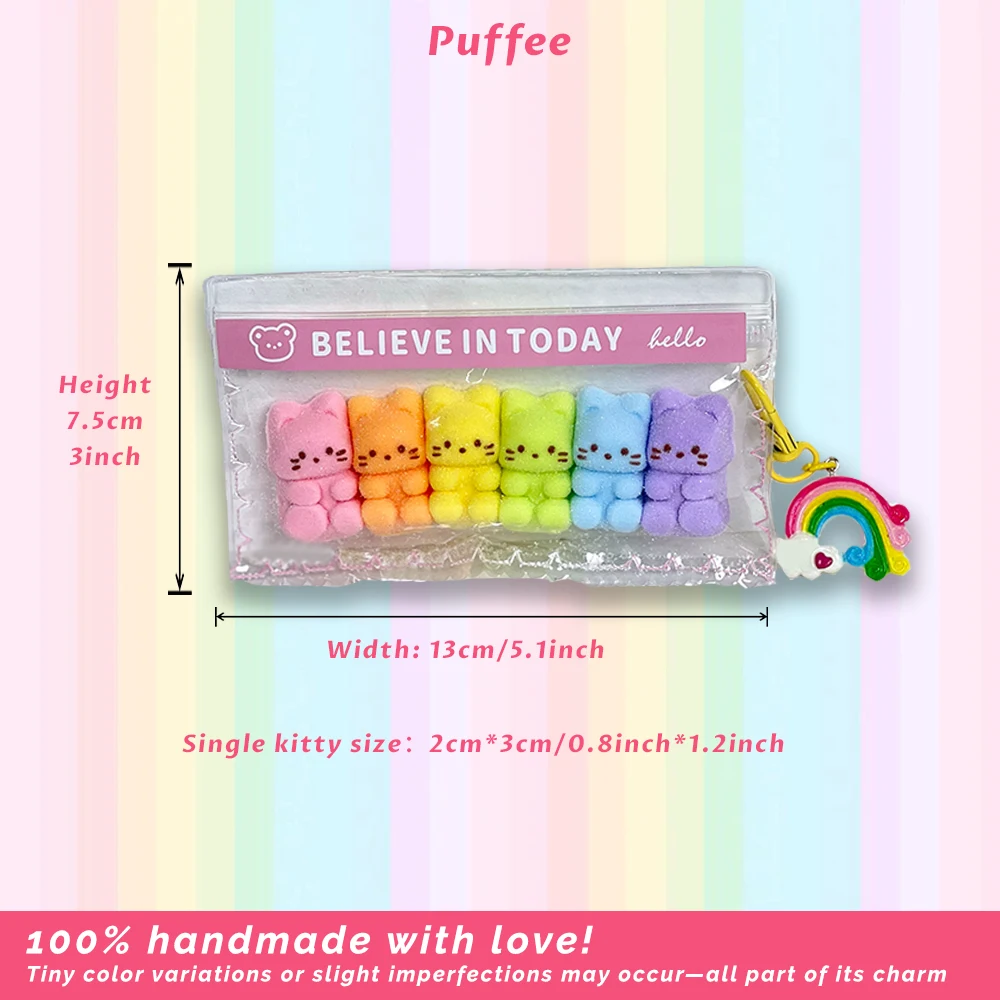 Rainbow Kitty Food-grade Silicone Squishy Toy, Handmade Taba Squishy, Gummy Soft Adhesive Squeeze Toy, Happy Game Spoof Pinching