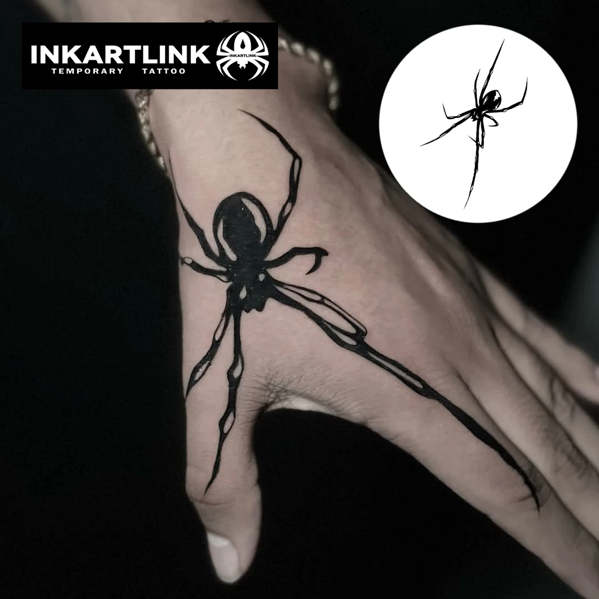 Spider Temporary Tattoo,Lasts To 15 Days New Technology Magic Waterproof Semi Permanent Sticker.