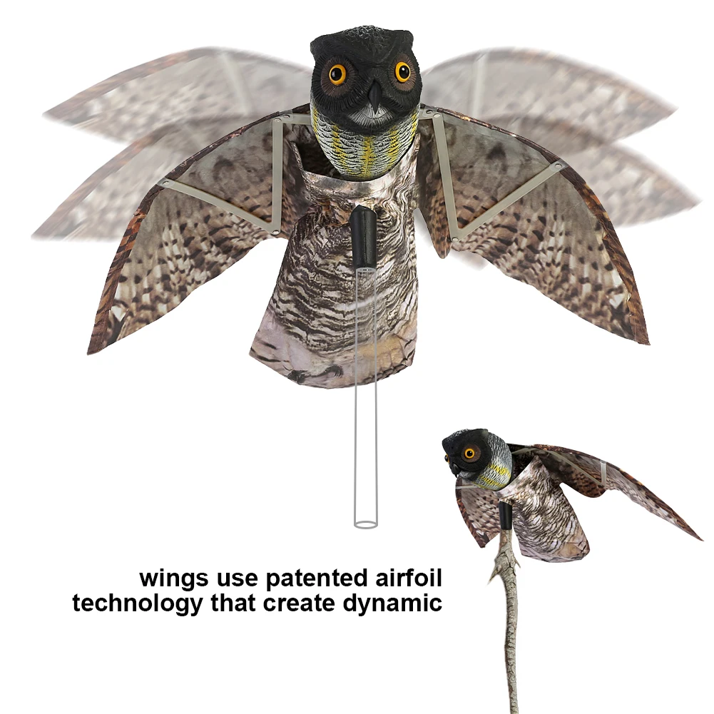 

Decoy Pest Owl with Moving Wing Decoy Owl with Moving Wing Garden Scarecrow Decoy Pest