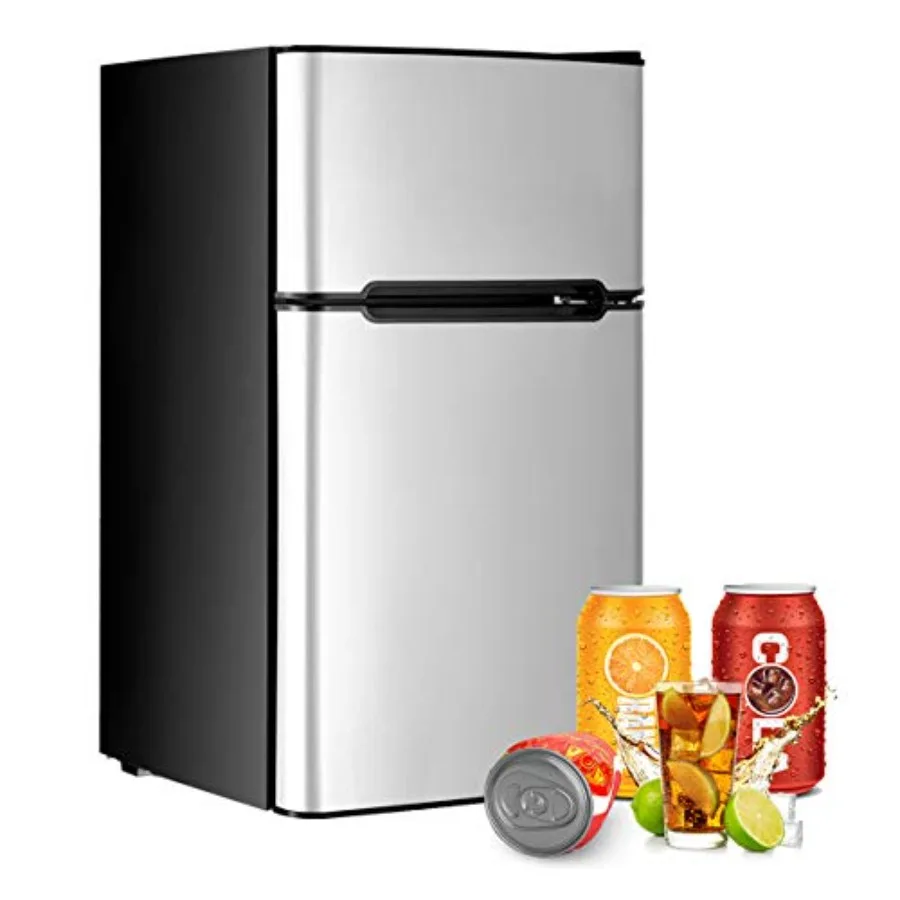 

3.2 Cu. FT Mini Fridge with Freezer Dual Door Refrigerator Featuring Adjustable Temperature Control and Removable Glass Shelves