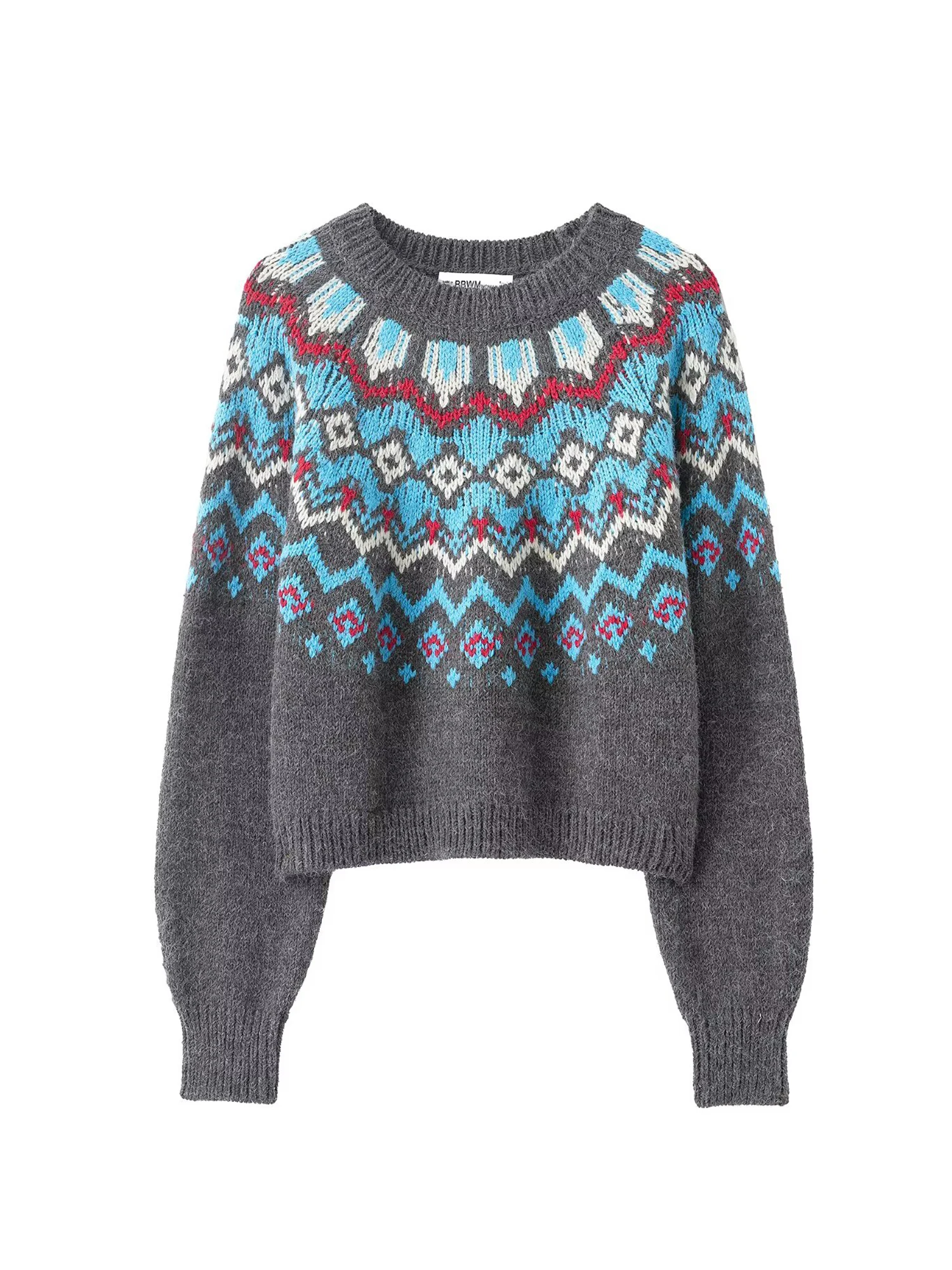 

Женский жаккардовый пуловер с круглым вырезом, свитер Fair Isle, винтажный джемпер, вязаный кашемировый свитер с длинными рукавами, осень-зима, одежда 2000-х годов