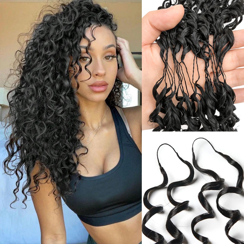 

Deep Wave Feather Crochet Human Hair 100% Raw Real Hair Extensions Water Wave Knotless Pre-Separated Crochet Hair for Braiding
