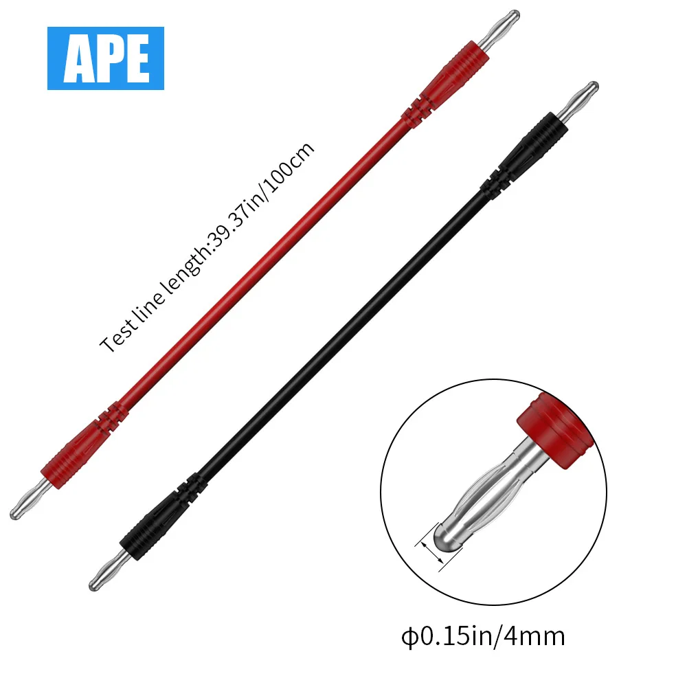 2pcs Multi-meter Test Leads Cable Line Wire 100cm Double Ends 4mm Banana Plug Electrical Connector