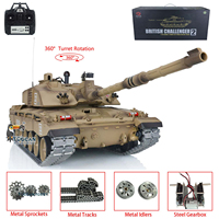 Upgraded Henglong 1/16 Scale RC Tank 7.0 Challenger II RC Tank 3908 RTR with Metal Tracks W/ Rubbers Remote Control Toy TH17739