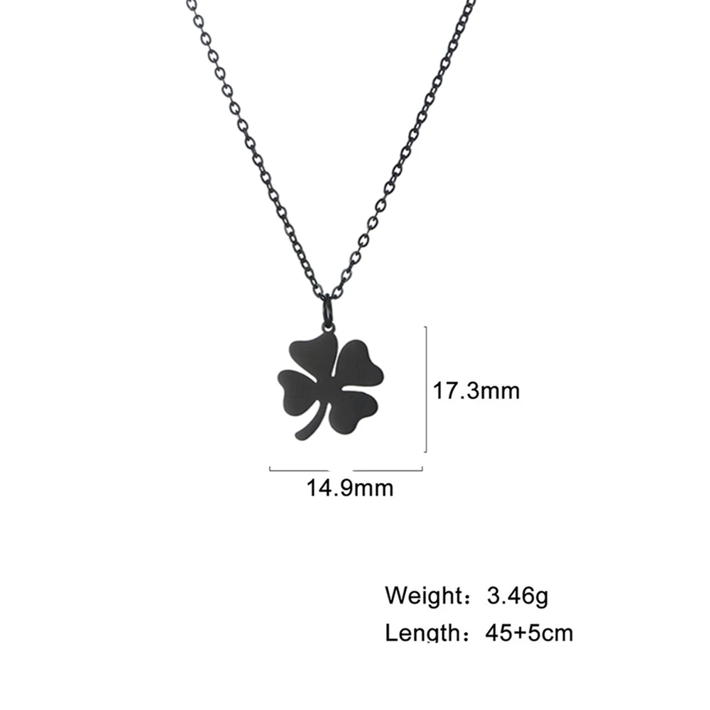 Kkjoy Edelstahl Pflanze Vierblättriges Kleeblatt Anhänger Halskette Mode Elegante Feminine Kurze Schlüsselbein Kette Halskette Schmuck – Detail 6
