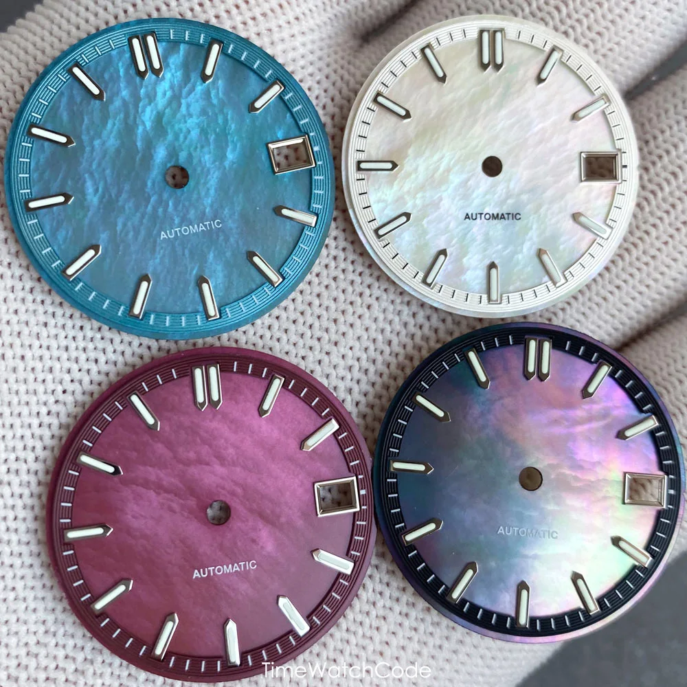 Tandorio Mother of Pearl MOP Watch Dial Face for NH35 NH36 NH38 NH70 NH71 NH72 4R35 4R36 Chapter Ring Baton Makers 29mm DJ Hands