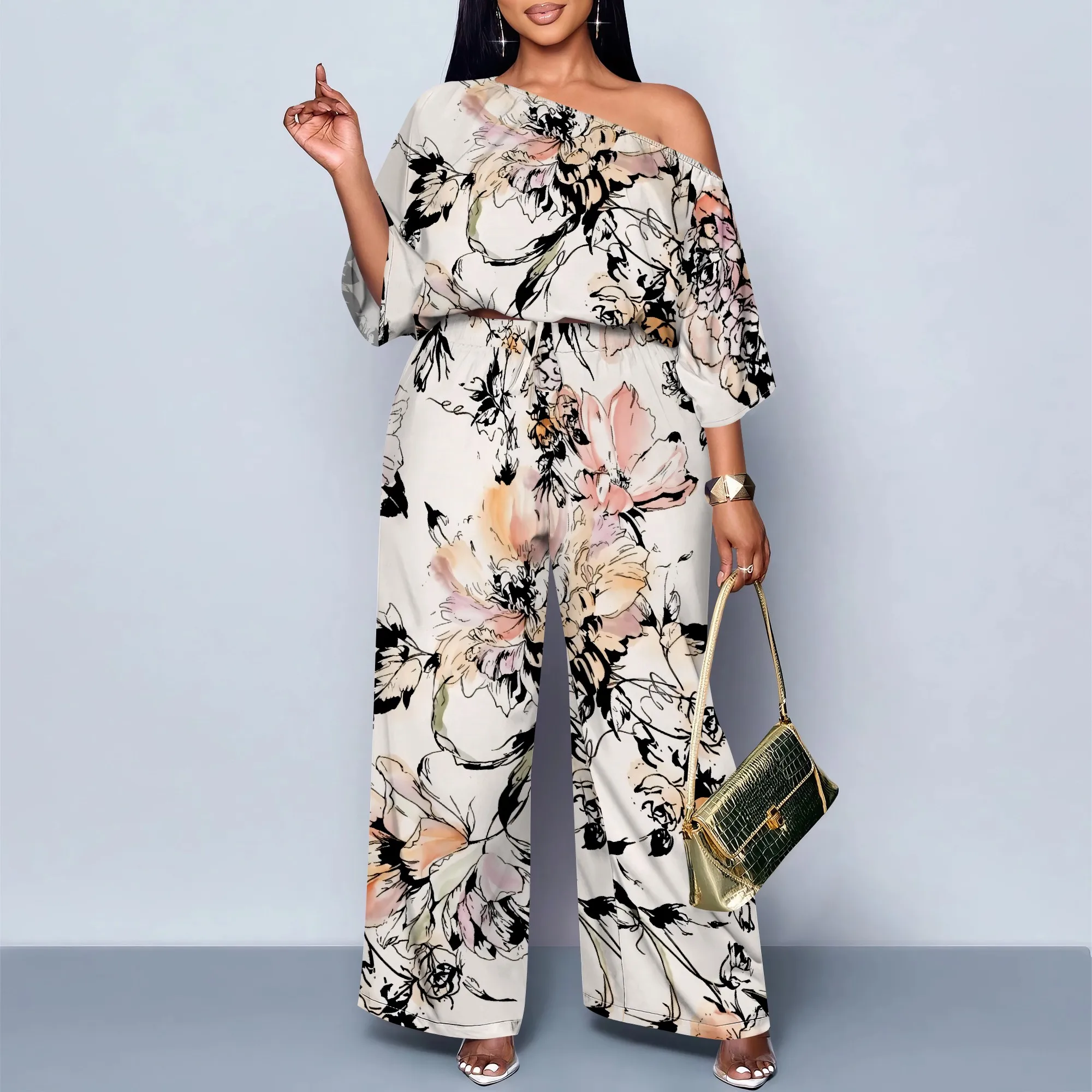 

Women's Leopard Floral Off Shoulder Maxi Dress Long Sleeve Teal Party Evening