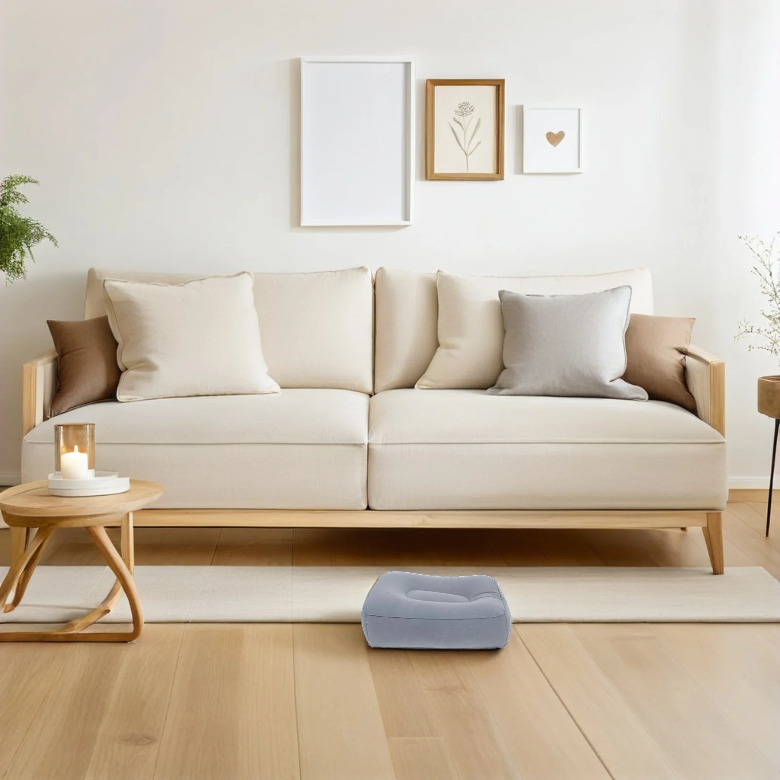 

2Pcs Inflatable Foot Rest Pillow Skin-Friendly PVC Flocking Comfortable Travel Footrest for Airplane Car Train Office Use