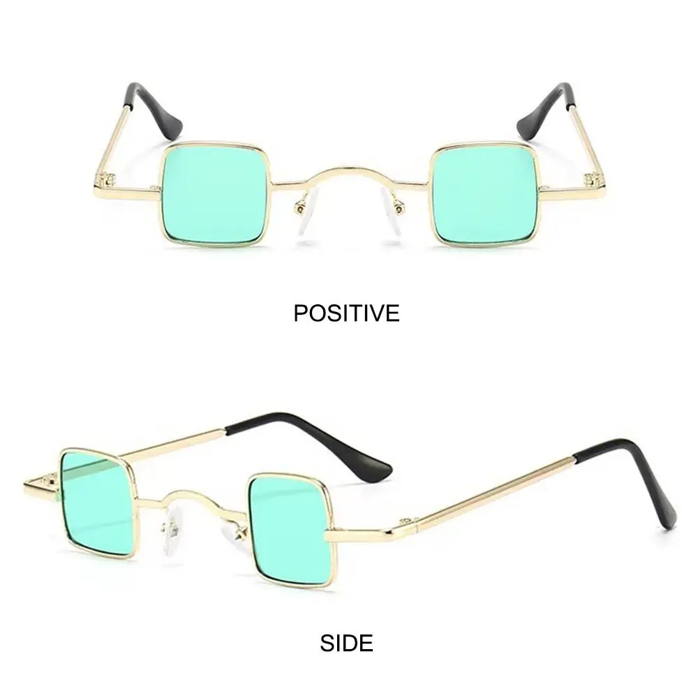 Small Square Sunglasses Ultra Metal Frame Hip Hop Punk Sun Glasses Mini Candy Color Sunglasses Ins Fashion Shades for Women Men