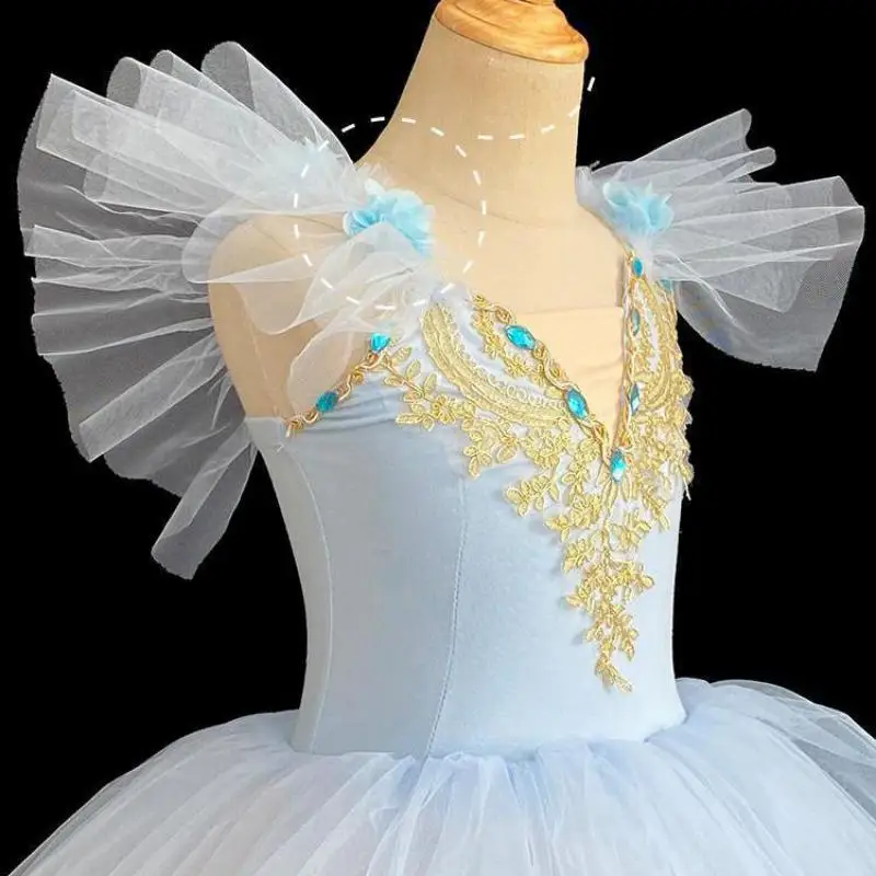 Profissional romântico tutu longo tule tutus ballet saias tutu para meninas trajes de bailarina vestido de dança do lago cisne