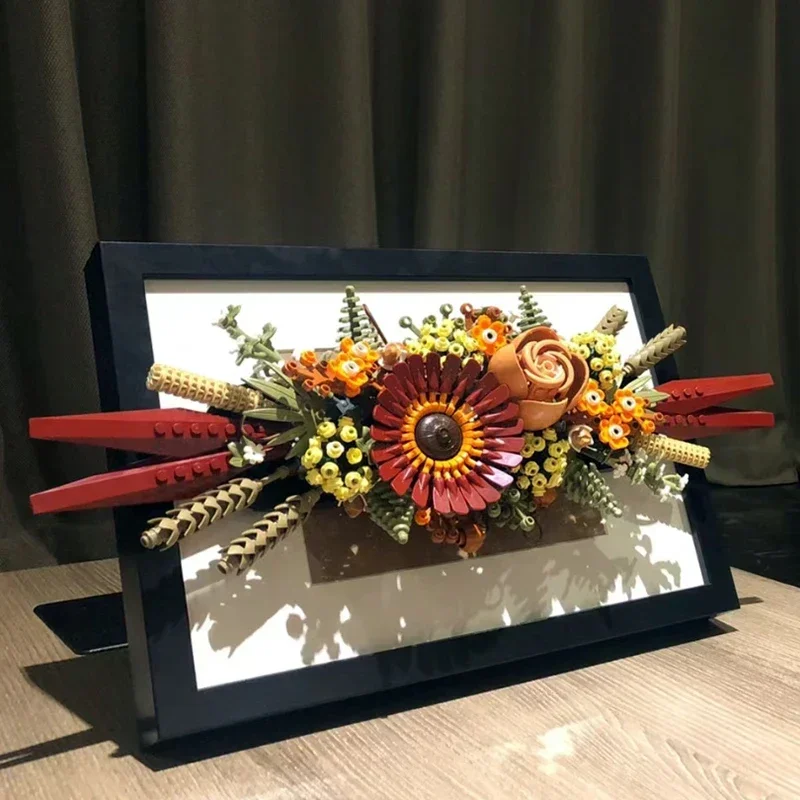 Bloques de construcción de flores secas eternas, compatibles con el hogar, decoración de pared, juego de manualidades, juguetes para adultos, regalos de cumpleaños para niñas, 10314