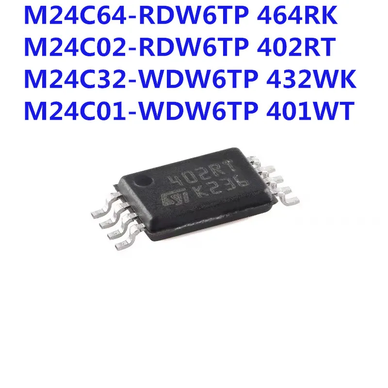 

5Pcs 100% New M24C64-RDW6TP 464RK M24C02-RDW6TP 402RT M24C32-WDW6TP 432WK M24C01-WDW6TP 401WT TSSOP-8 Original Chips Ic