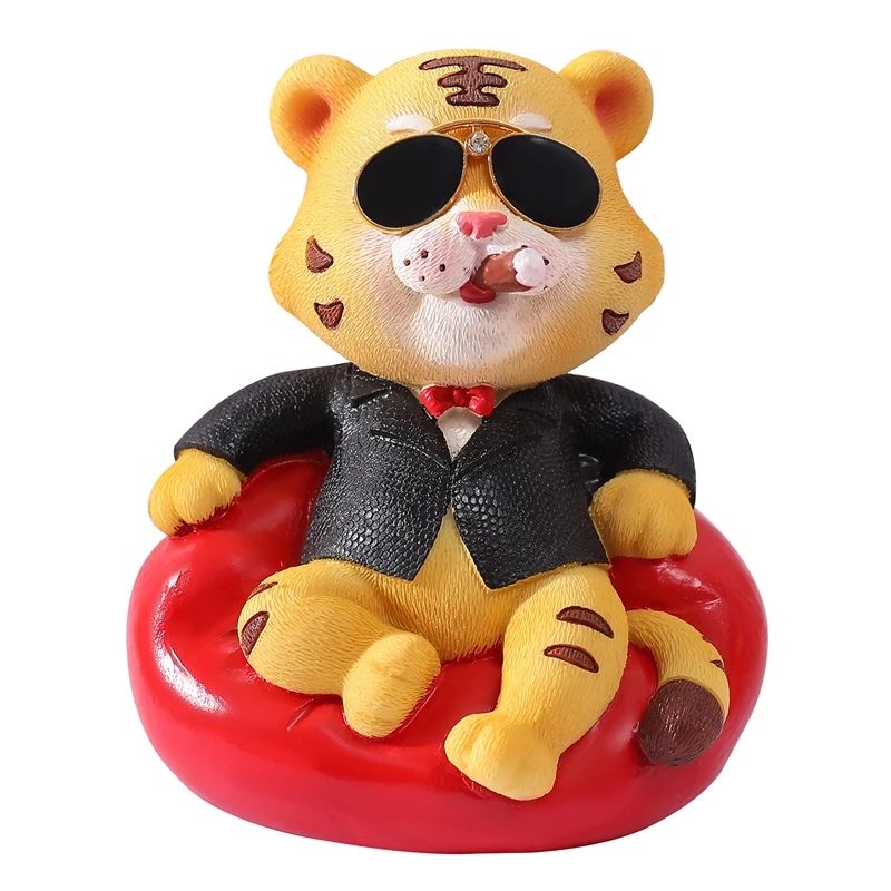 Car Sofa Tiger Ornament Domineering Sofa Tiger Console Dashboard Animal Action Figure Auto Interior Accessories