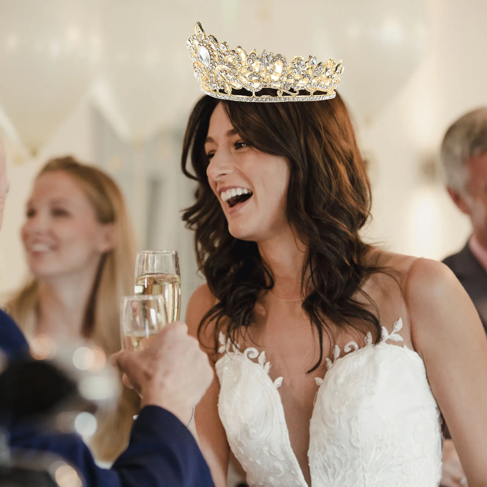 

Bride Wedding Crown Elegant Vintage Shiny Headdress For Women Girls Bridal Hair Jewelry Tiara Party Accessory