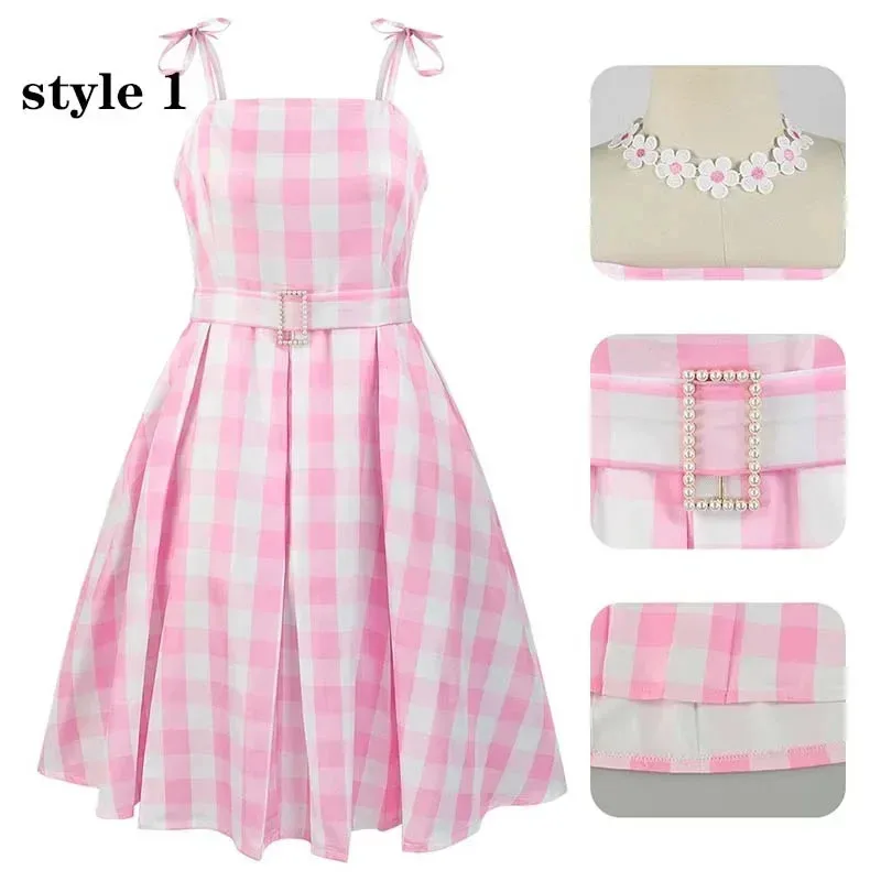 أزياء فيلم باربي التأثيرية للنساء فستان مارجوت روبي الوردي كين رايان جوسلينج باربي للفتيات والأطفال أزياء الهالوين 2023