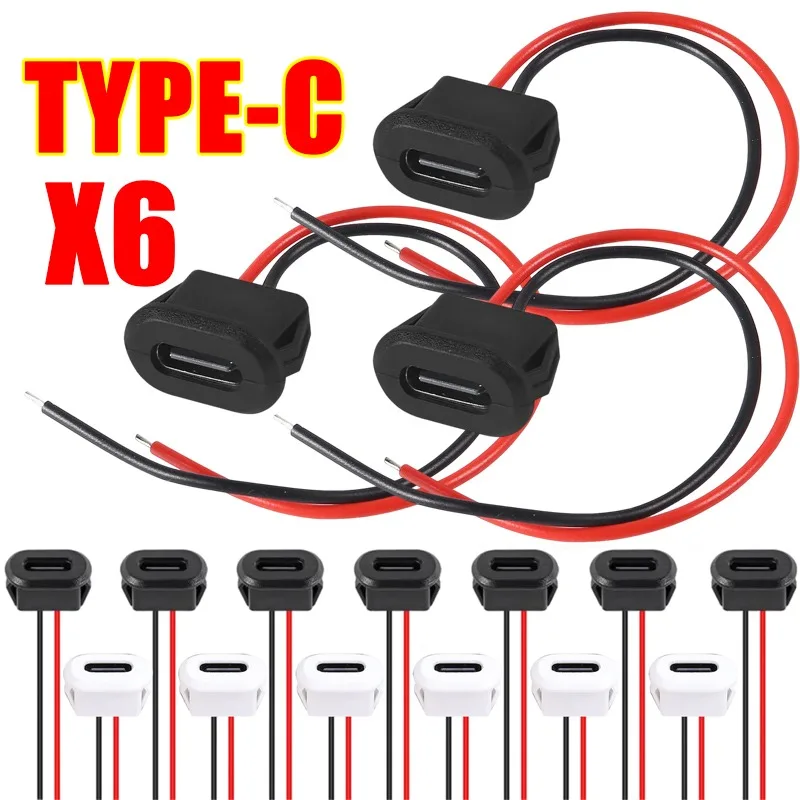 2/4/6PCS Type-C USB Connector Waterproof with Female Socket Speed Jack Charging Port Stylish High Quality for Car 3c Smart