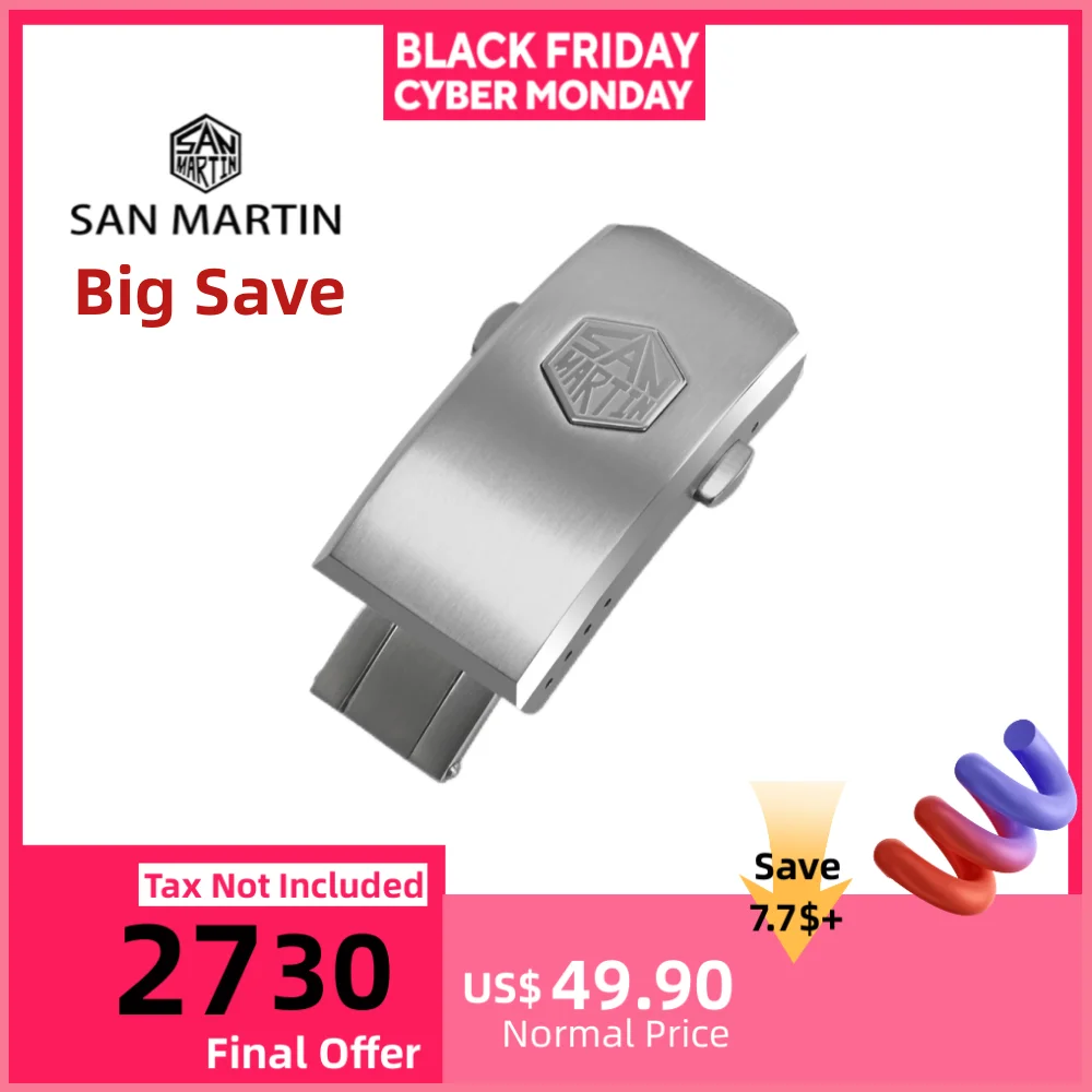 

San Martin Folding Clasp With Safety 2-Hole 4-Hole Micro Adjust For 16mm 18mm Watch Bracelet Stainless Steel SN0020 SN0021