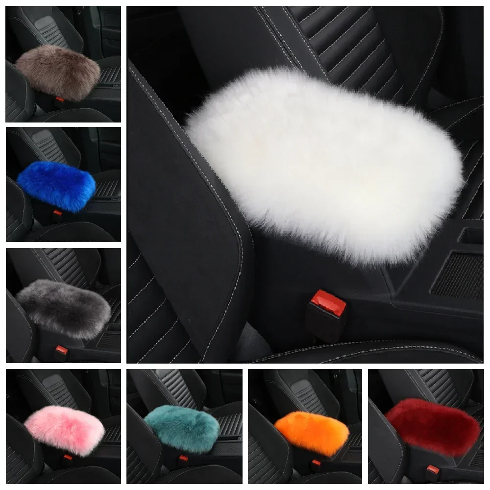 

New Warm Pure Wool Fleece Car Armrest Automobile Central Console Armrest Box Cover Arm Rest Box Soft Cushion Universal Fitment