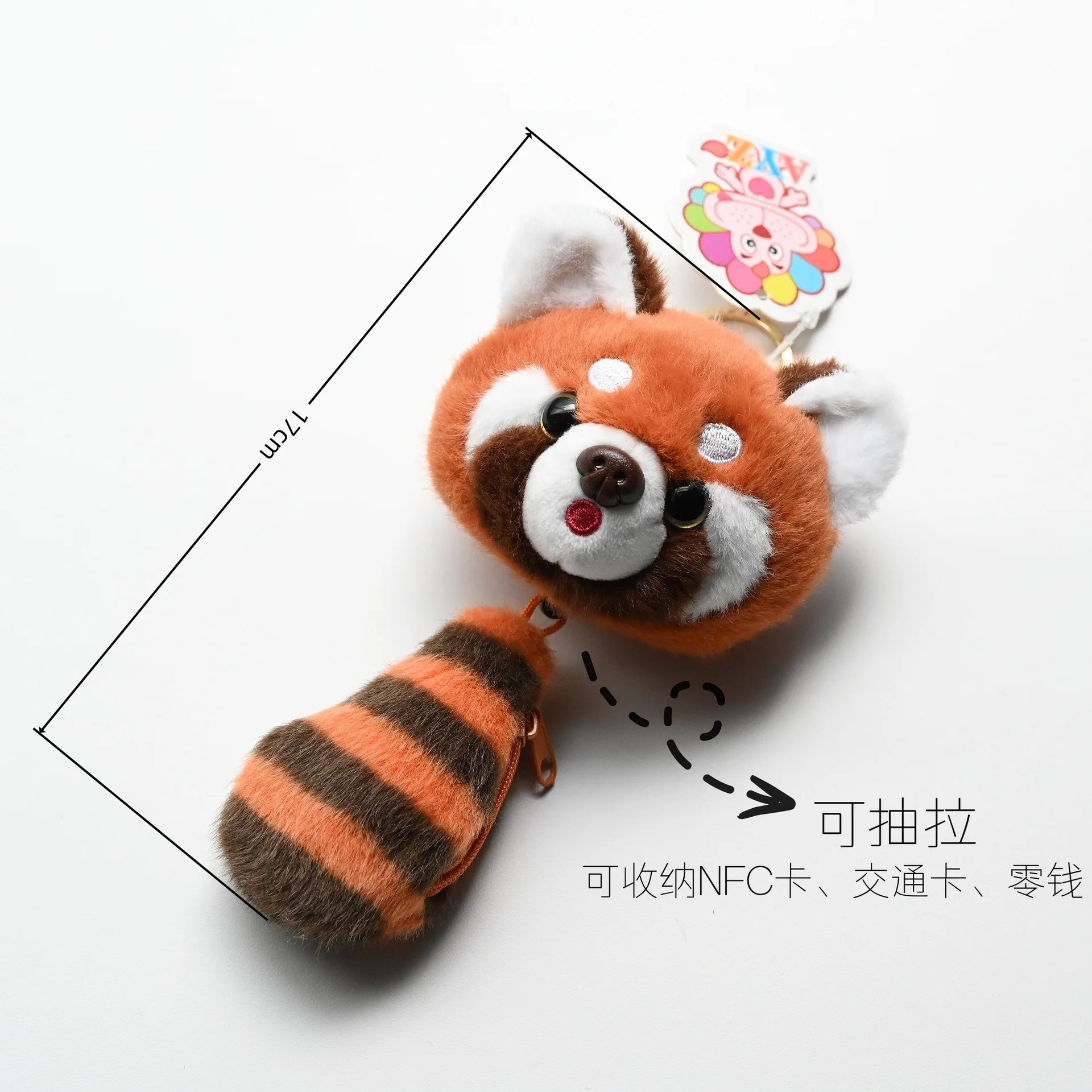 Portefeuille de poupée en peluche de petit Panda extensible, sac pour cartes NFC, étoile de Zoo de montagne rouge
